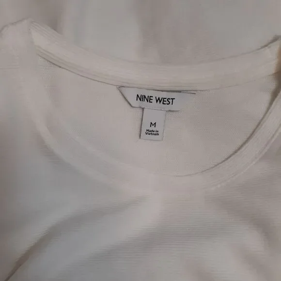 Nine West white puffy sleeve sweater - Picture 4 of 4